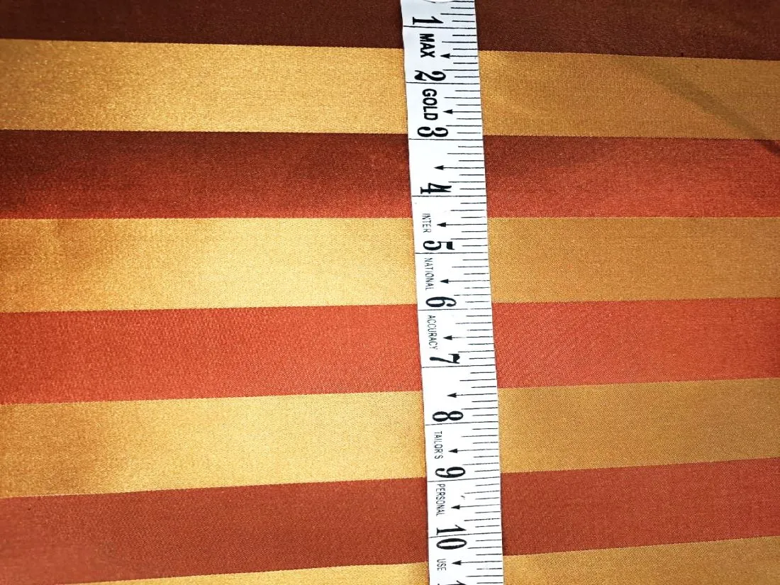 100% Silk Taffeta dusty golden red and gold colour jacquard stripe 54" wide TAF#NEWS6[1]]