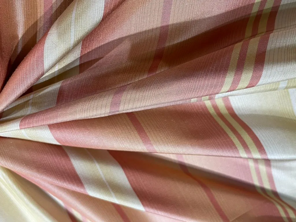 100% Silk Taffeta Fabric Multi colour superb stripes 54"  wide TAFS#25