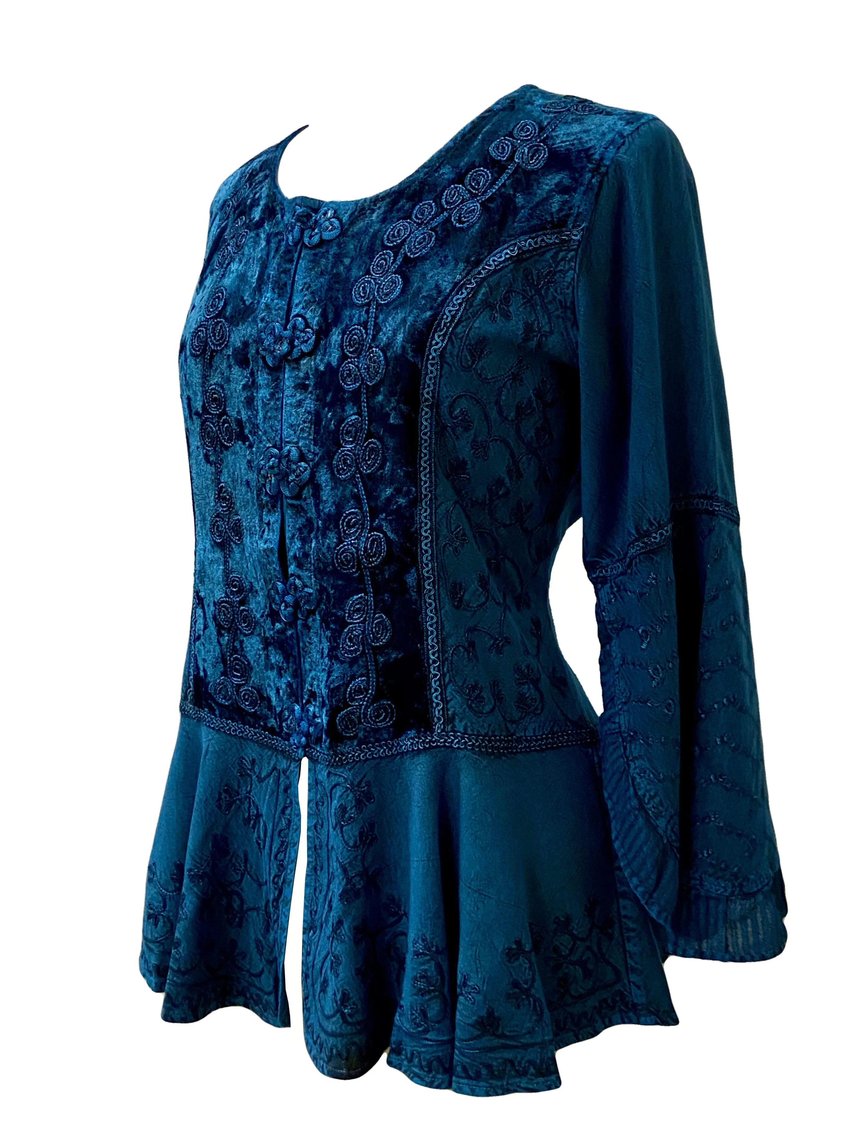 503 B Rich Luxury Gypsy Medieval Mandarin Renaissance Blouse Top