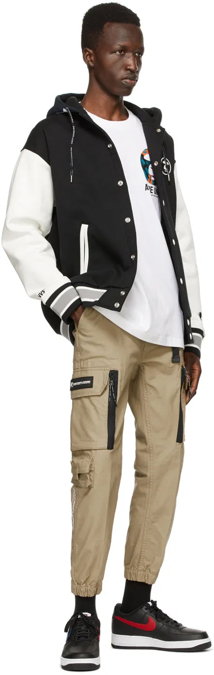 AAPE by A Bathing Ape Black Hooded Logo Bomber Jacket