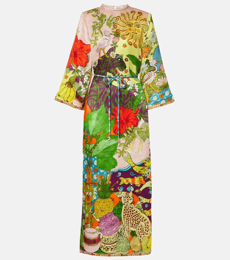 Alemais Tiger silk-blend midi dress