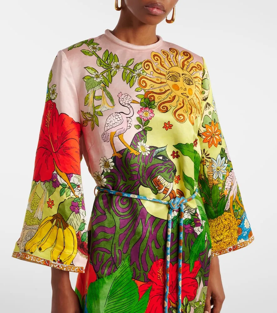 Alemais Tiger silk-blend midi dress