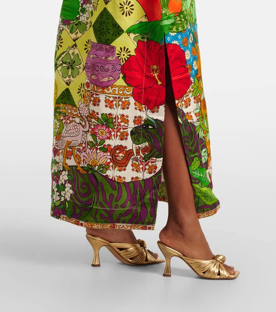 Alemais Tiger silk-blend midi dress