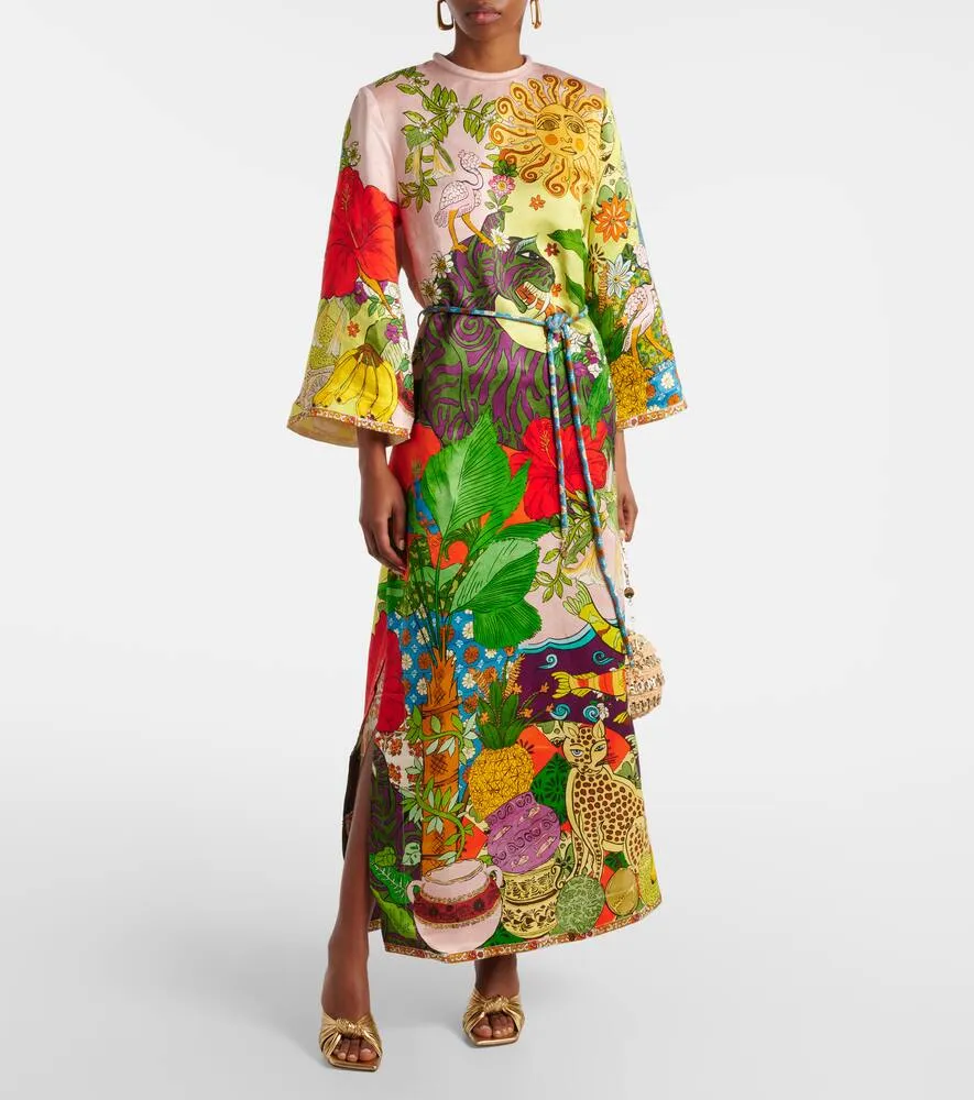 Alemais Tiger silk-blend midi dress