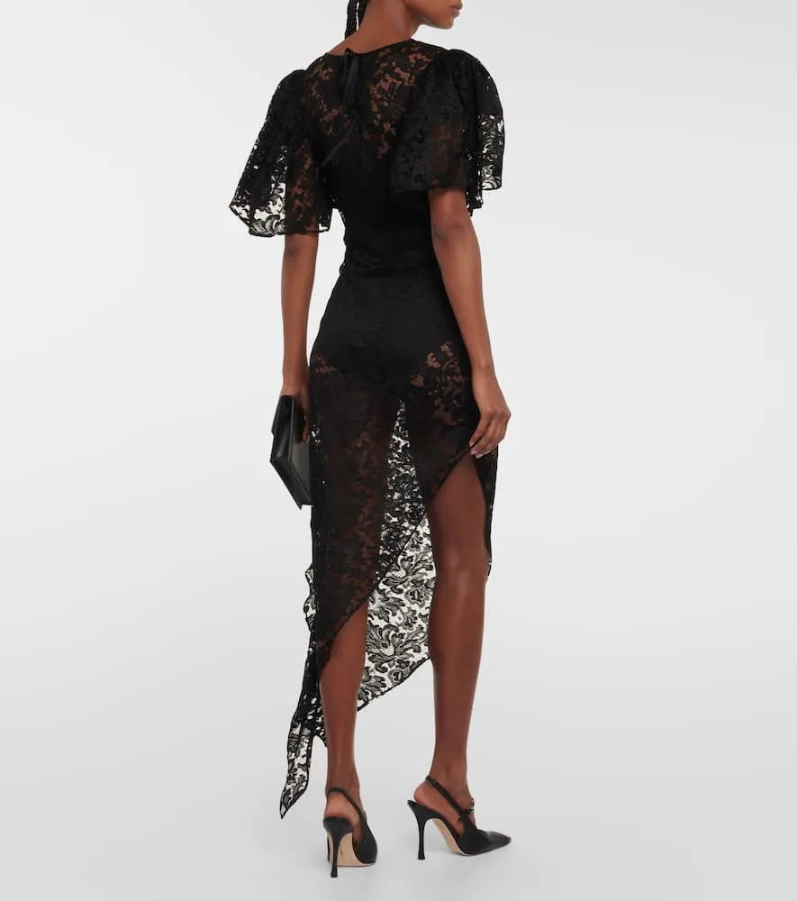 Alessandra Rich Asymmetric lace midi dress