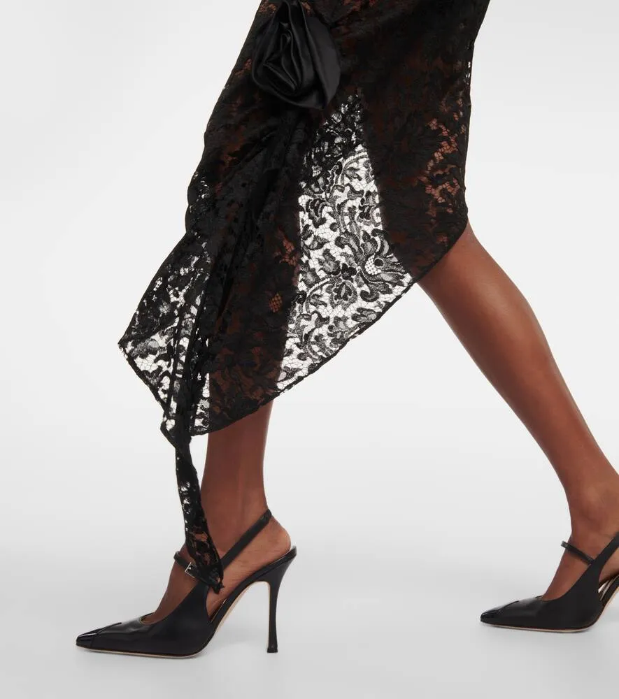 Alessandra Rich Asymmetric lace midi dress