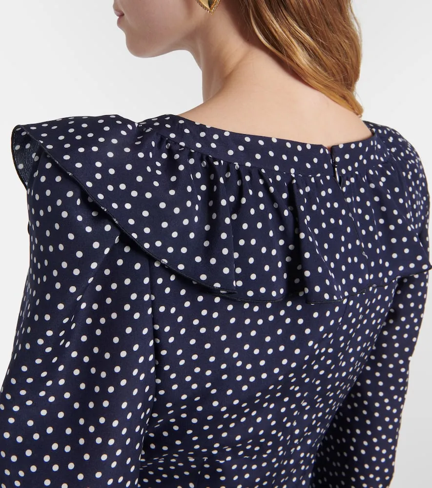 Alessandra Rich Polka-dot printed silk maxi dress