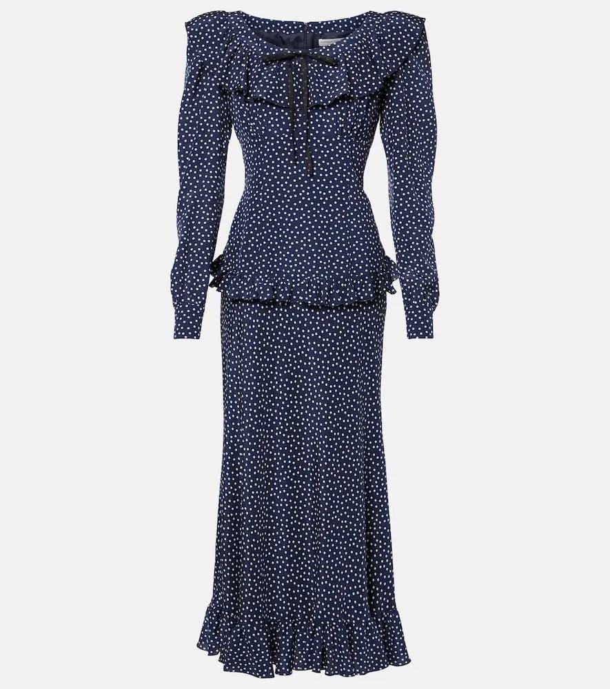 Alessandra Rich Polka-dot printed silk maxi dress