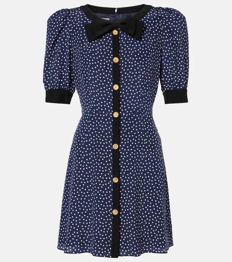 Alessandra Rich Polka-dot printed silk minidress