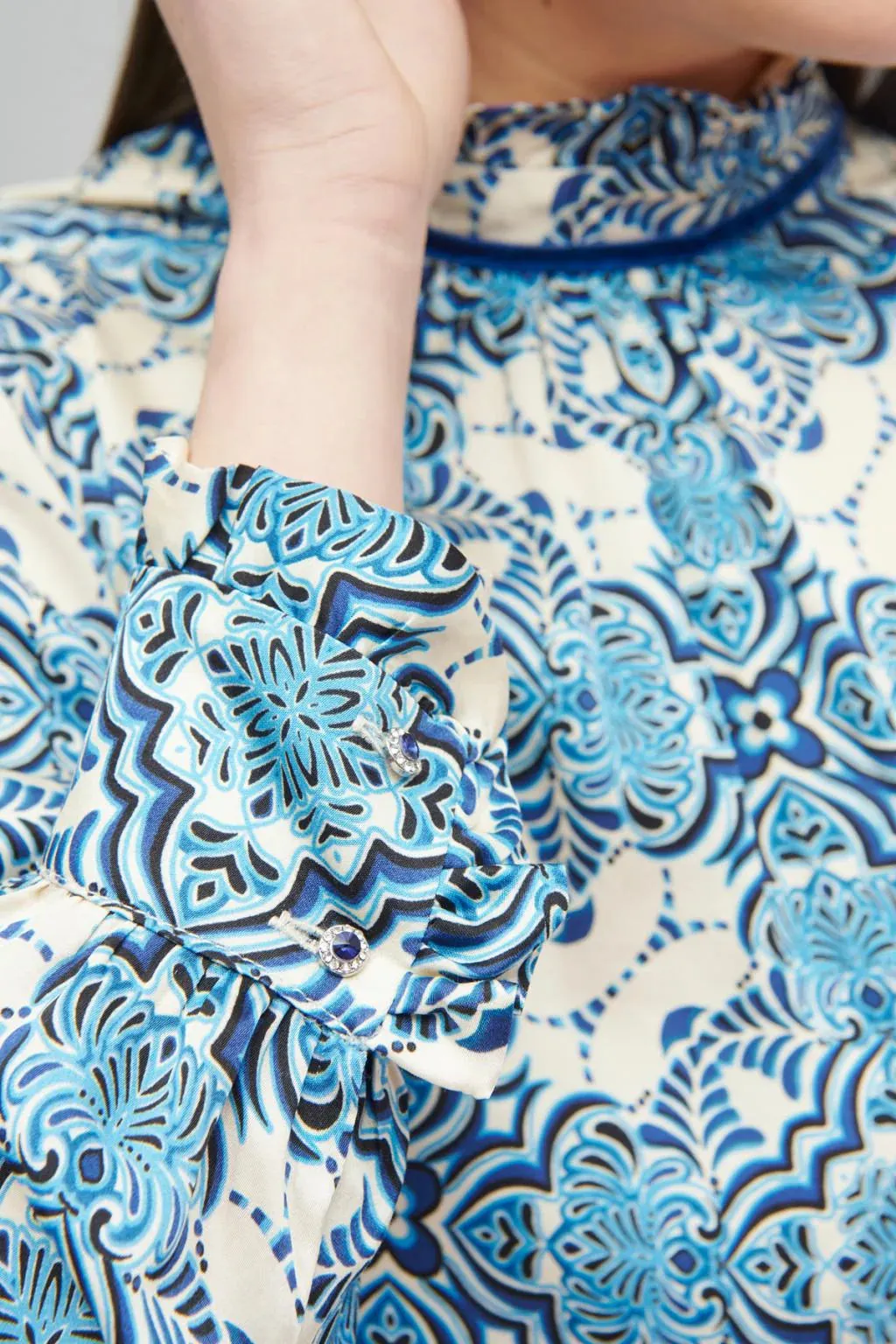 Bariloche Madrid Blue/White Tile Print Blouse