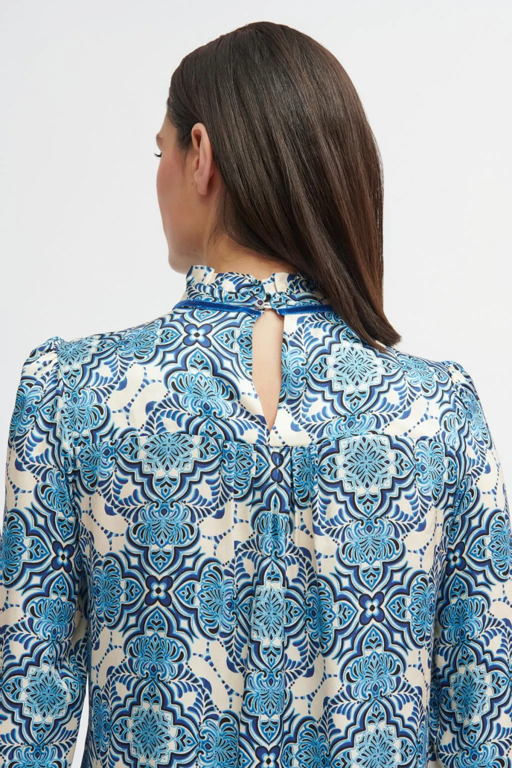 Bariloche Madrid Blue/White Tile Print Blouse