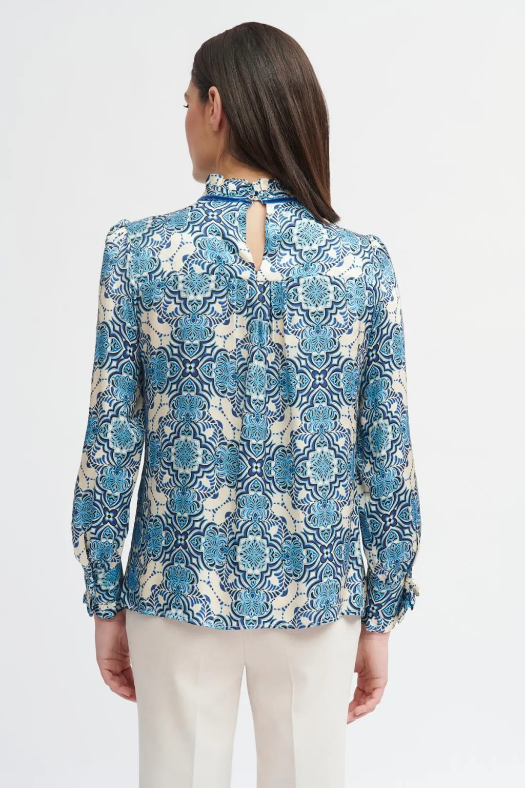 Bariloche Madrid Blue/White Tile Print Blouse