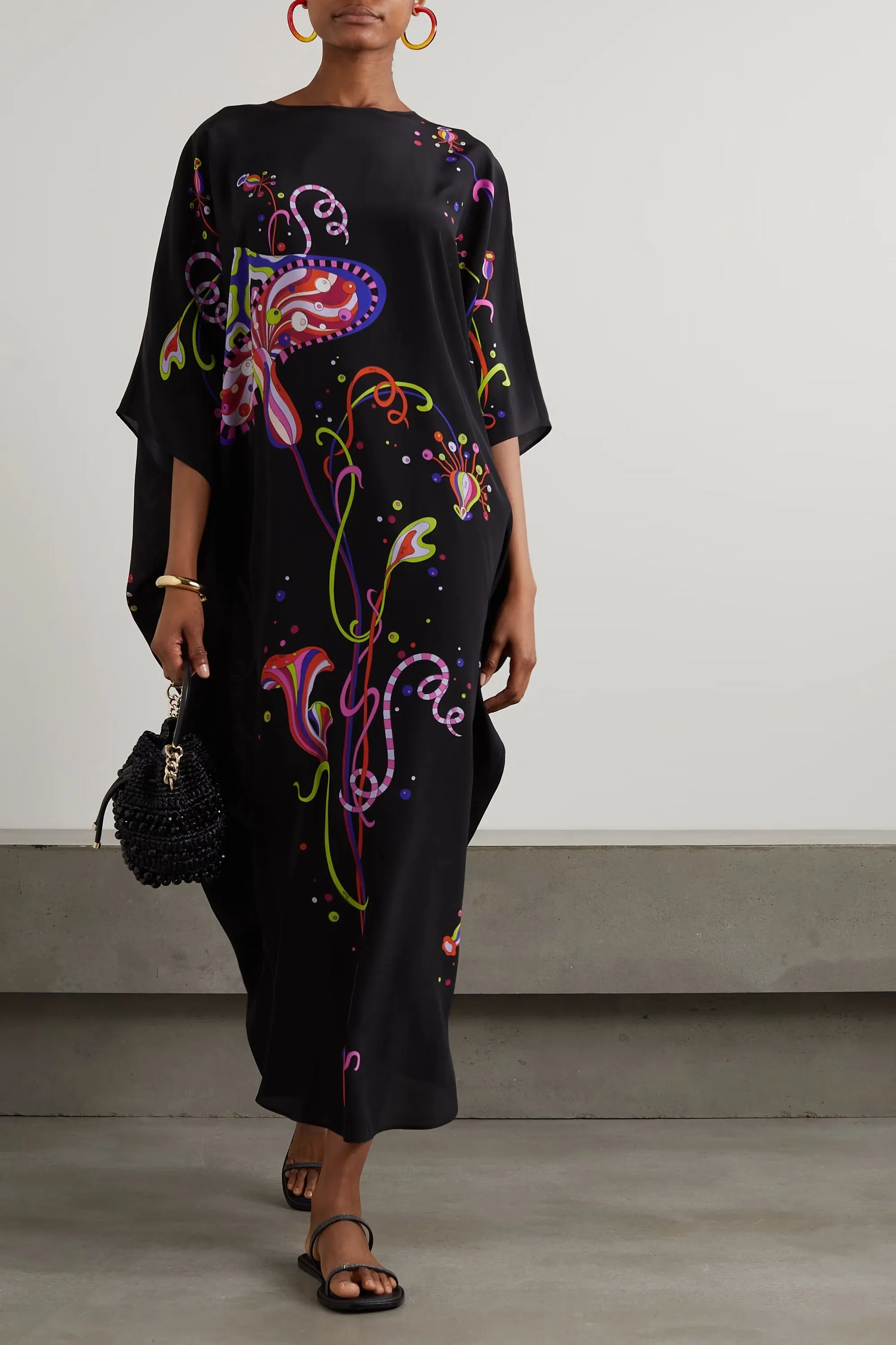 Black Korean BSY Long Designer Kaftan For Women's