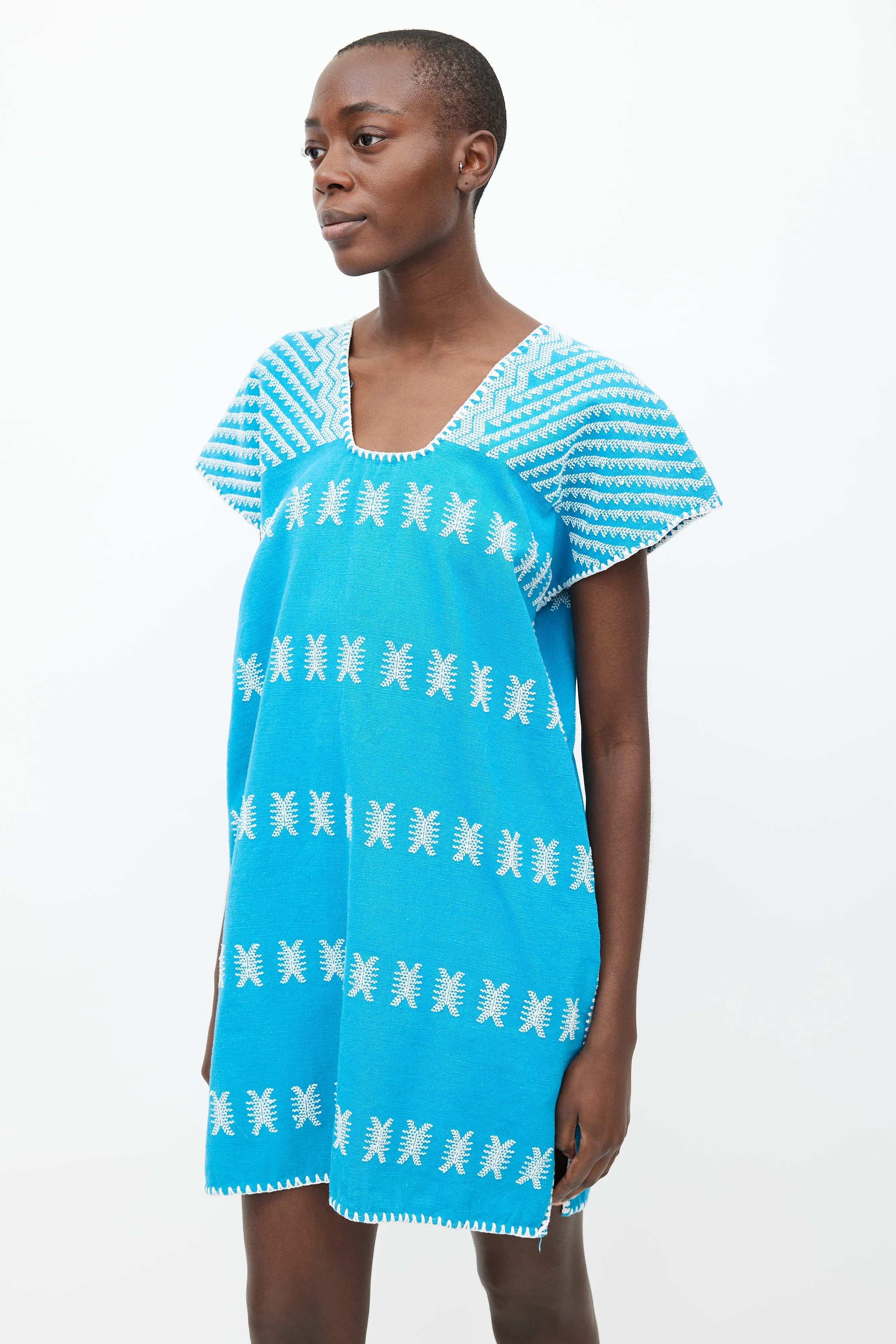 Blue & White Embroidered No.83 Dress