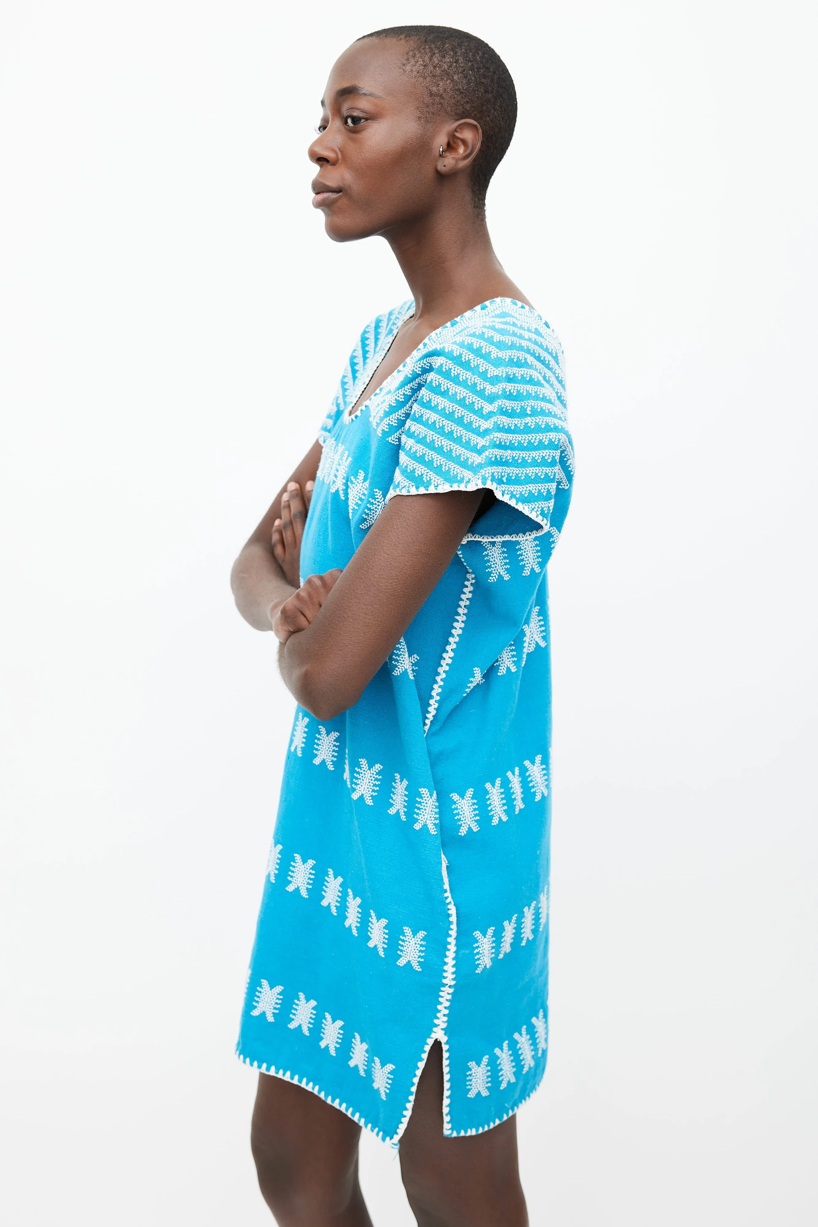 Blue & White Embroidered No.83 Dress