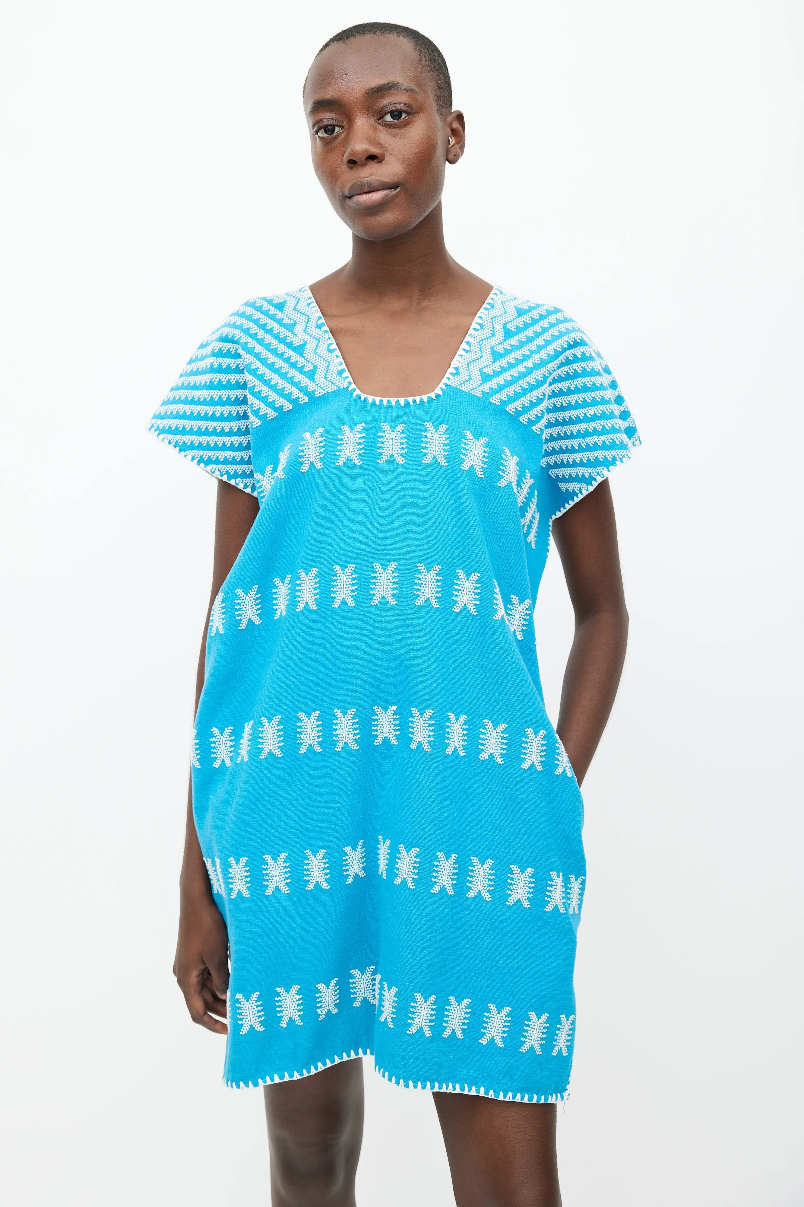 Blue & White Embroidered No.83 Dress
