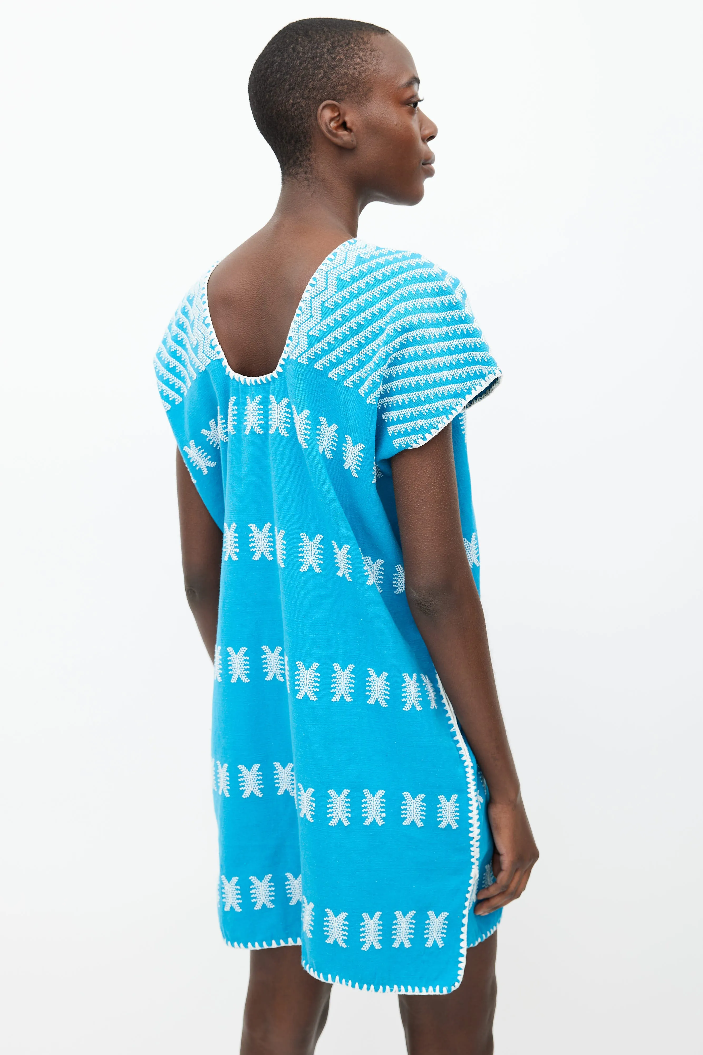 Blue & White Embroidered No.83 Dress
