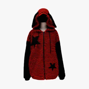 Bunny Ears Striped Sleeves EGirl Hoodie
