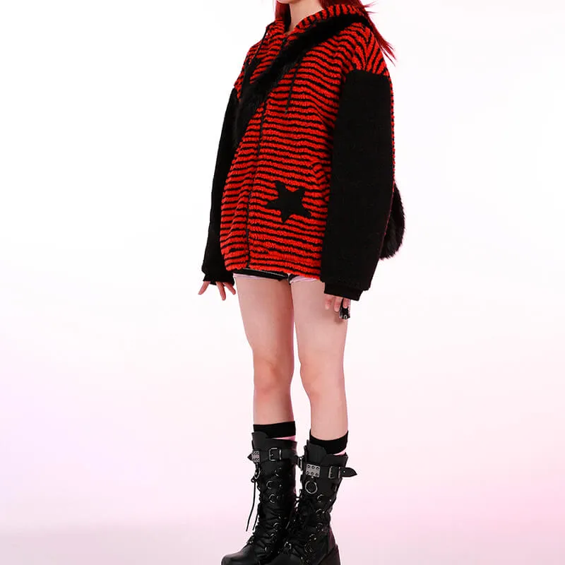 Bunny Ears Striped Sleeves EGirl Hoodie