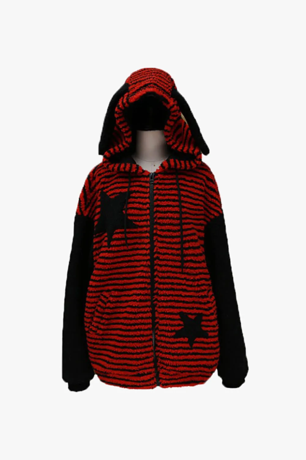 Bunny Ears Striped Sleeves EGirl Hoodie