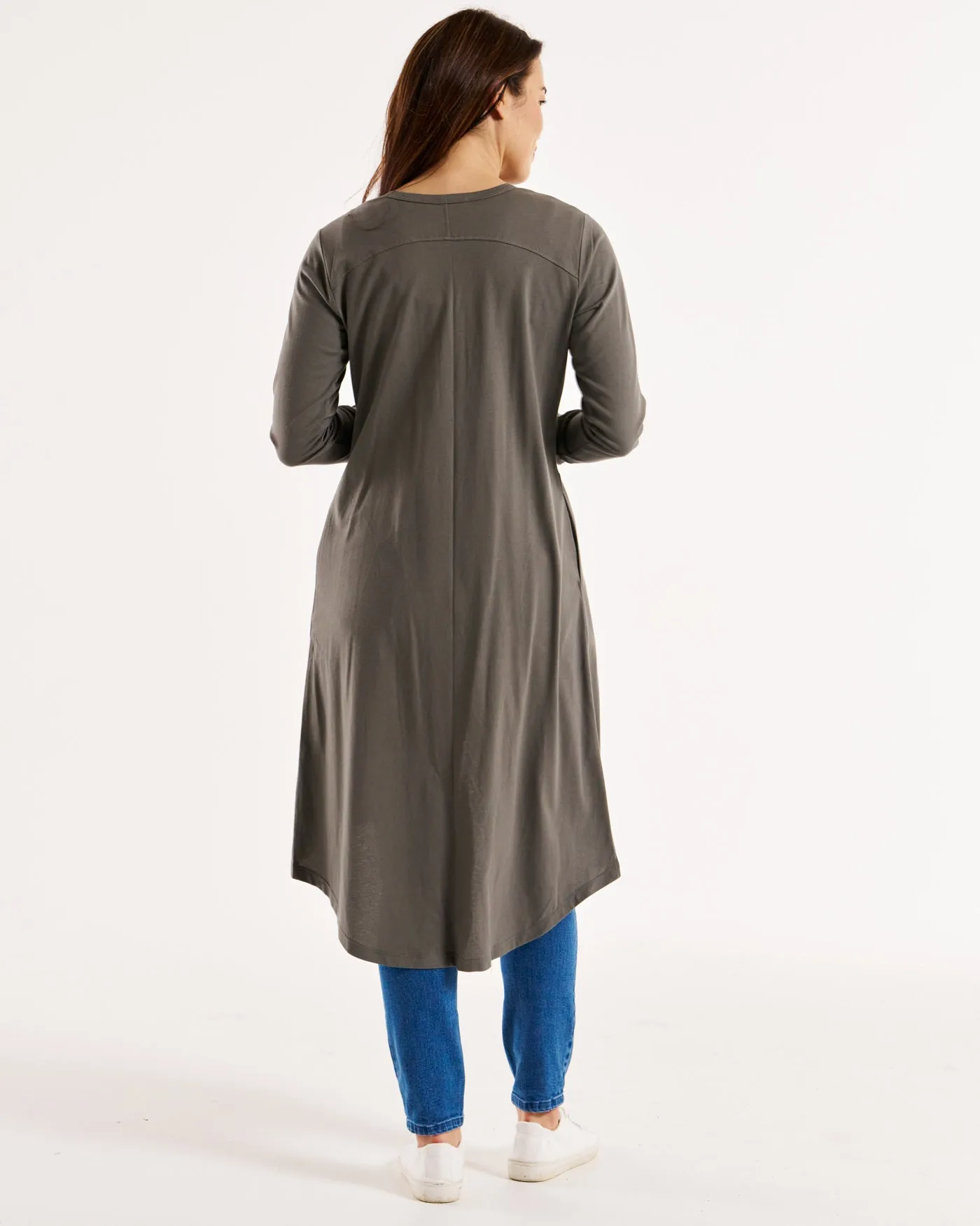 Byron Loose Long Sleeve 100% Australian Cotton Cardigan - Ash Green