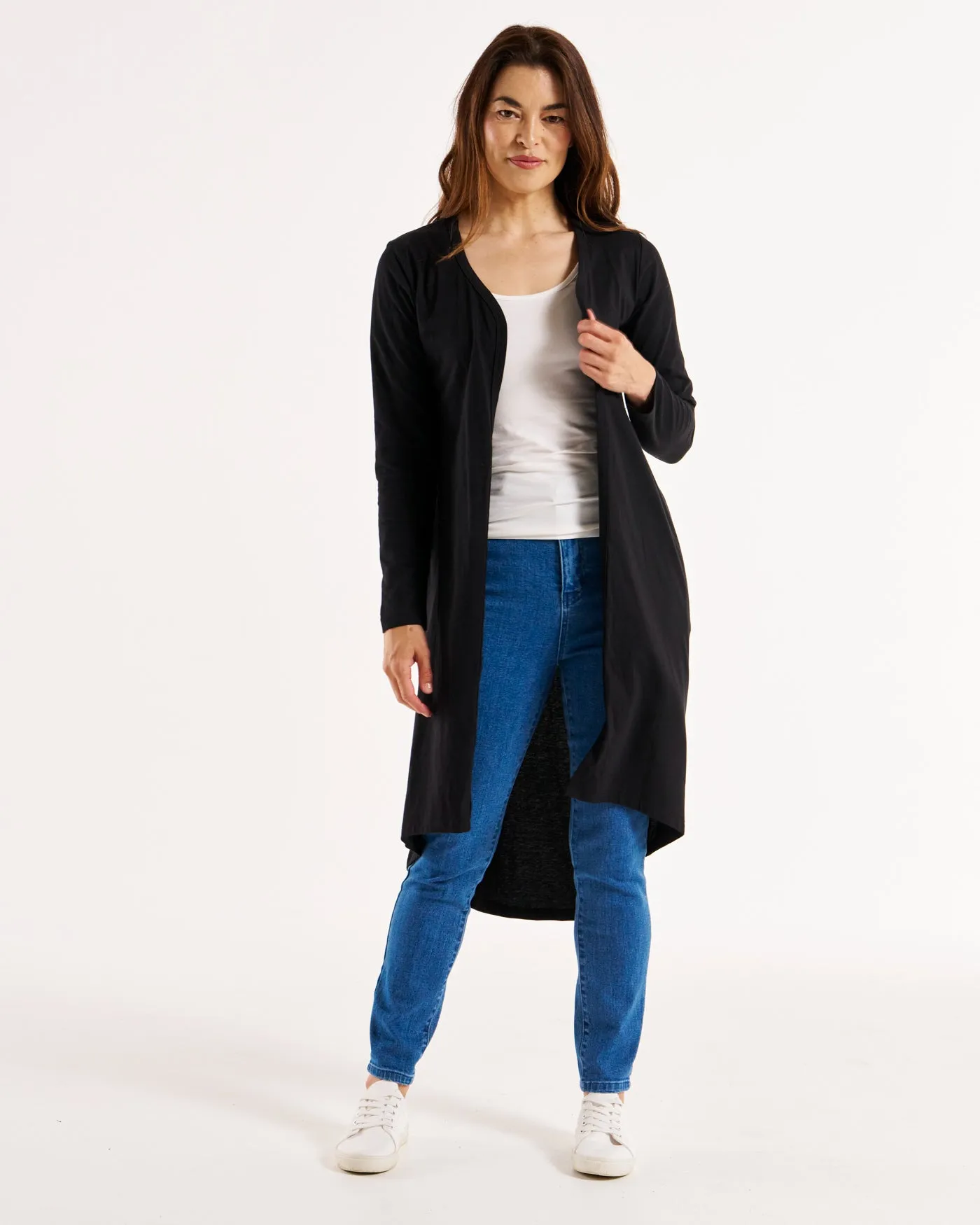Byron Loose Long Sleeve 100% Australian Cotton Cardigan - Black