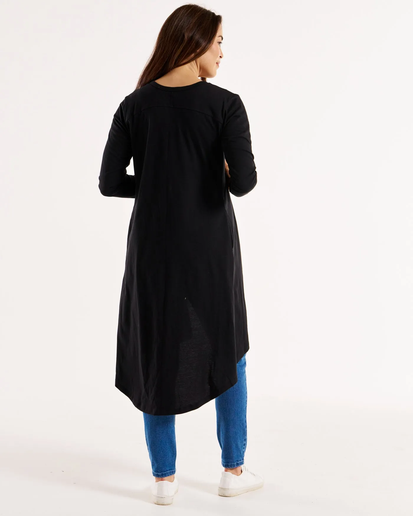 Byron Loose Long Sleeve 100% Australian Cotton Cardigan - Black