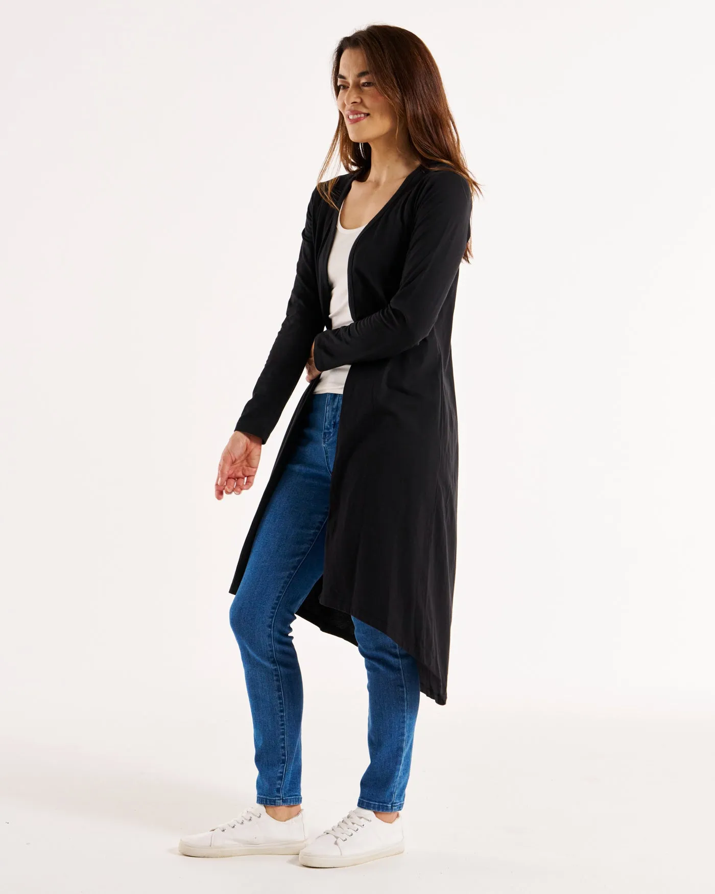 Byron Loose Long Sleeve 100% Australian Cotton Cardigan - Black