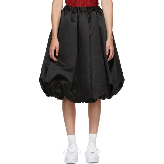 Comme des Garcons Black Satin Midi Skirt