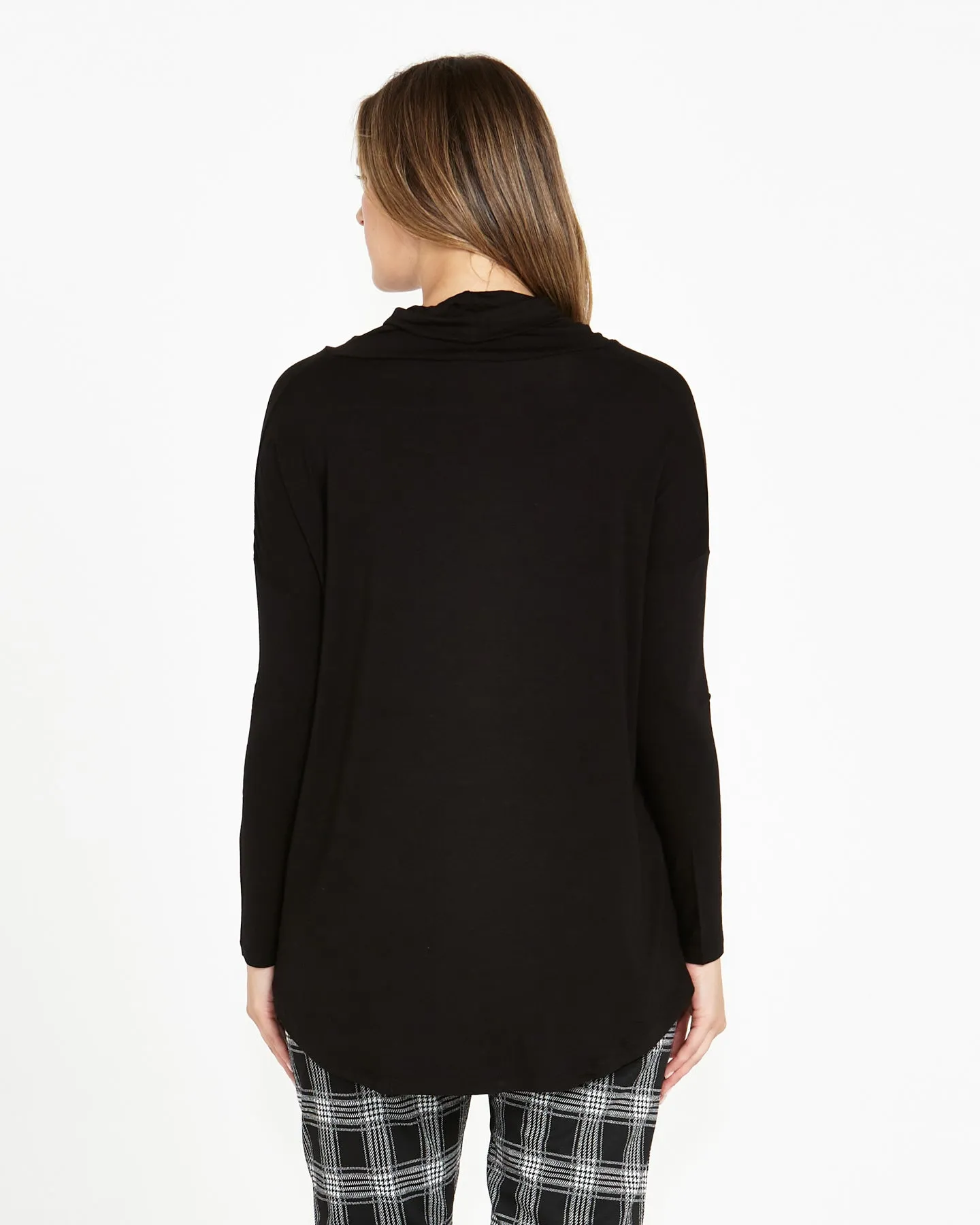Cowl Neck Bamboo Top - Black