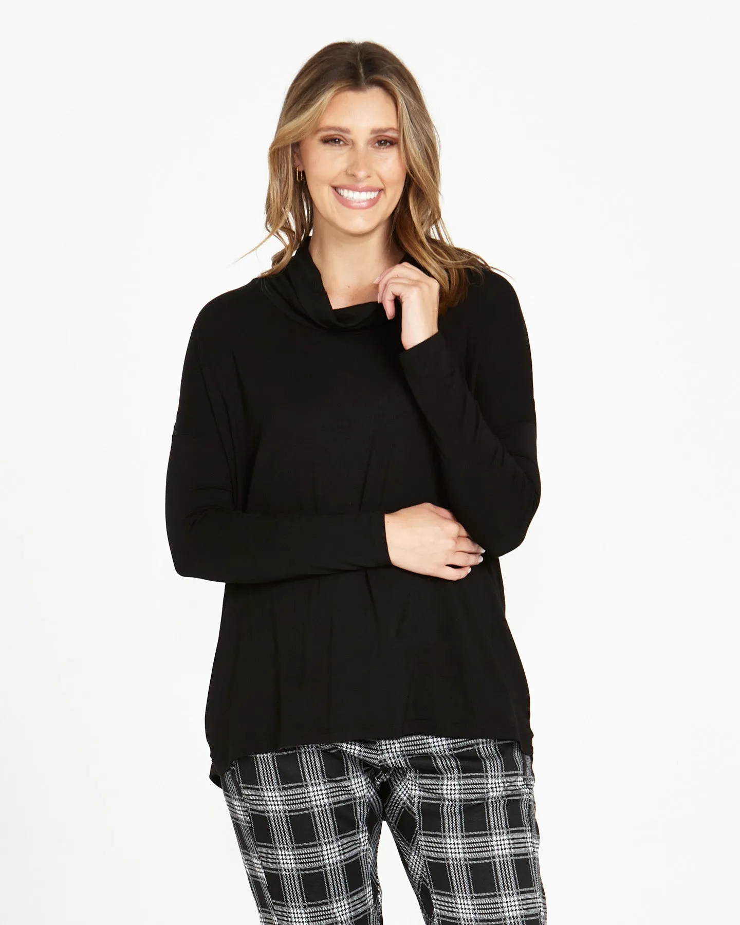 Cowl Neck Bamboo Top - Black