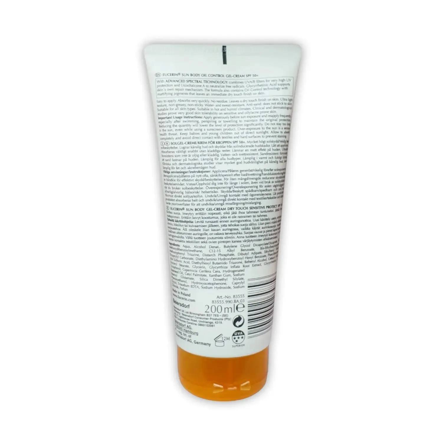 Eucerin Oil Control Dry Touch Sun Gel Cream SPF50 200ml