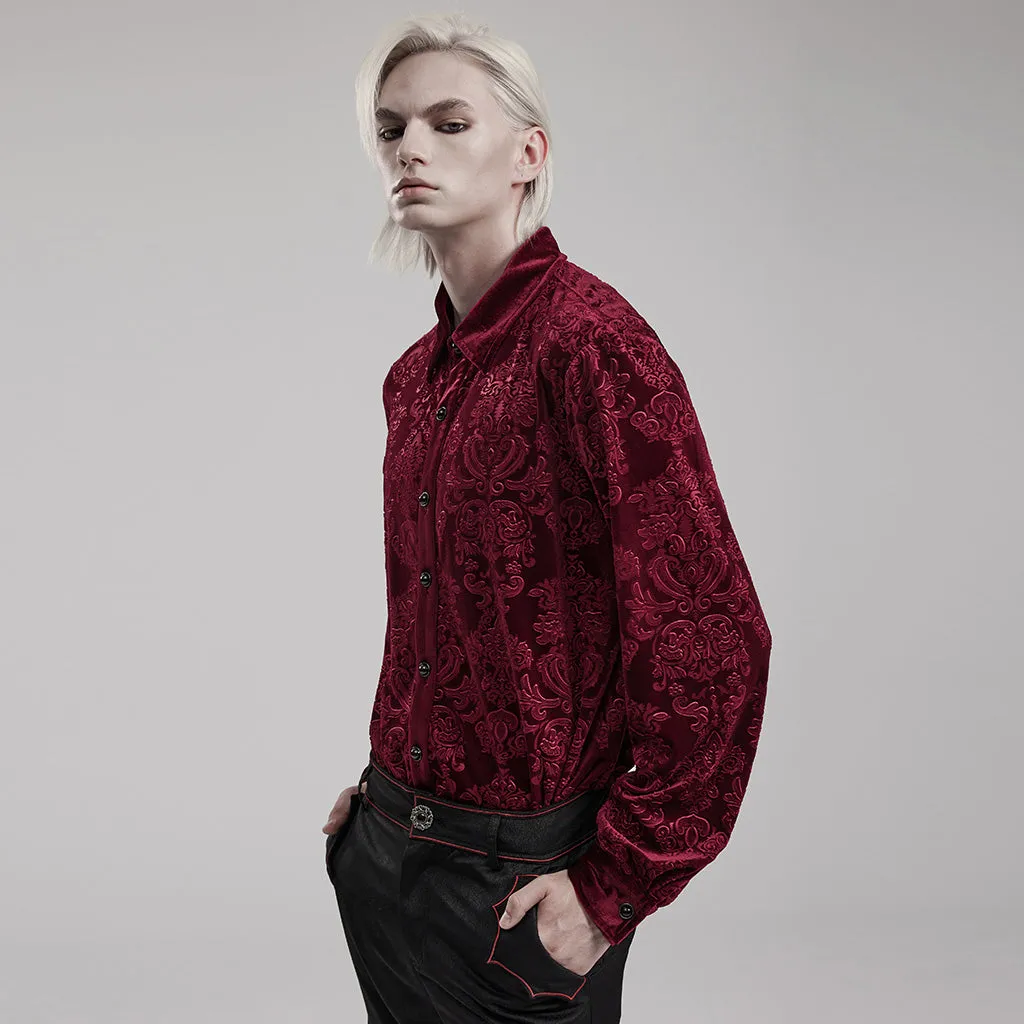 Goth Embossed Velvet Men Shirt WY-1541CCM
