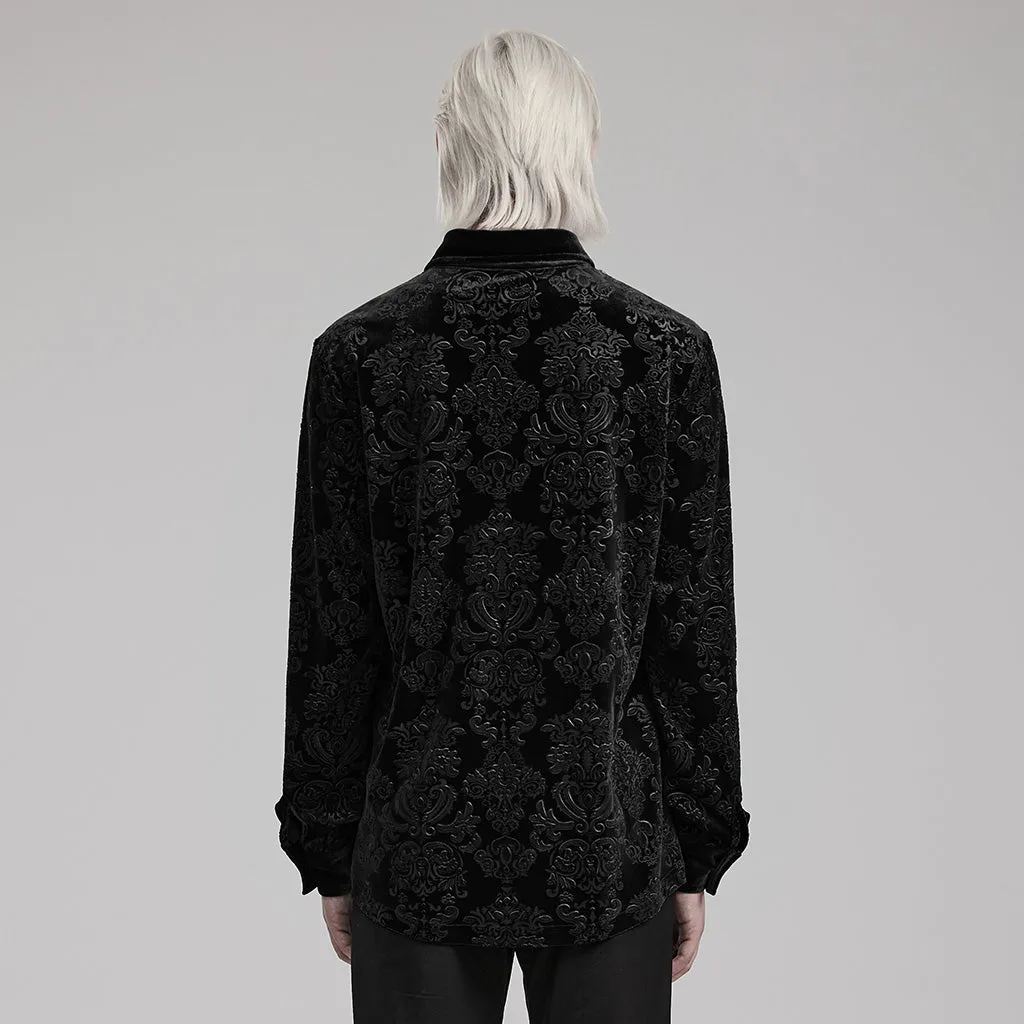 Goth Embossed Velvet Men Shirt WY-1541CCM
