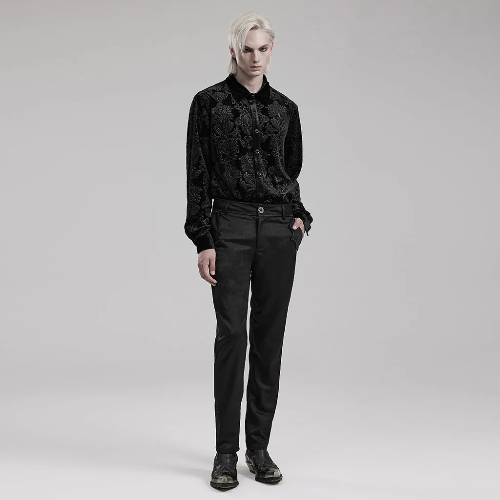 Goth Embossed Velvet Men Shirt WY-1541CCM