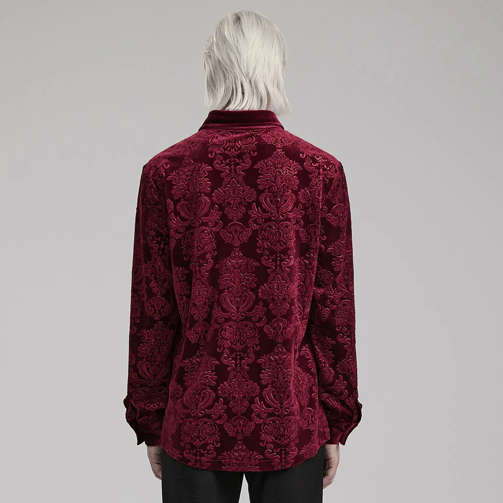 Goth Embossed Velvet Men Shirt WY-1541CCM