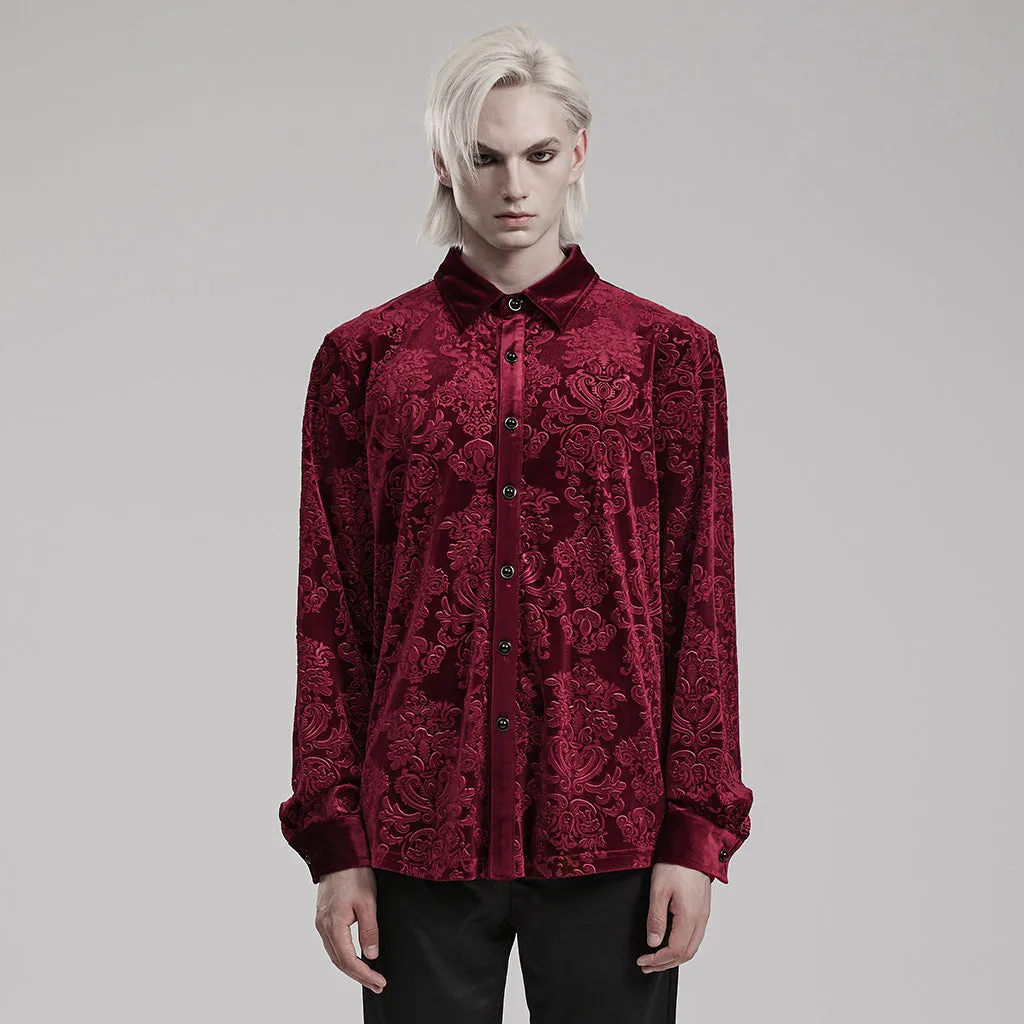 Goth Embossed Velvet Men Shirt WY-1541CCM