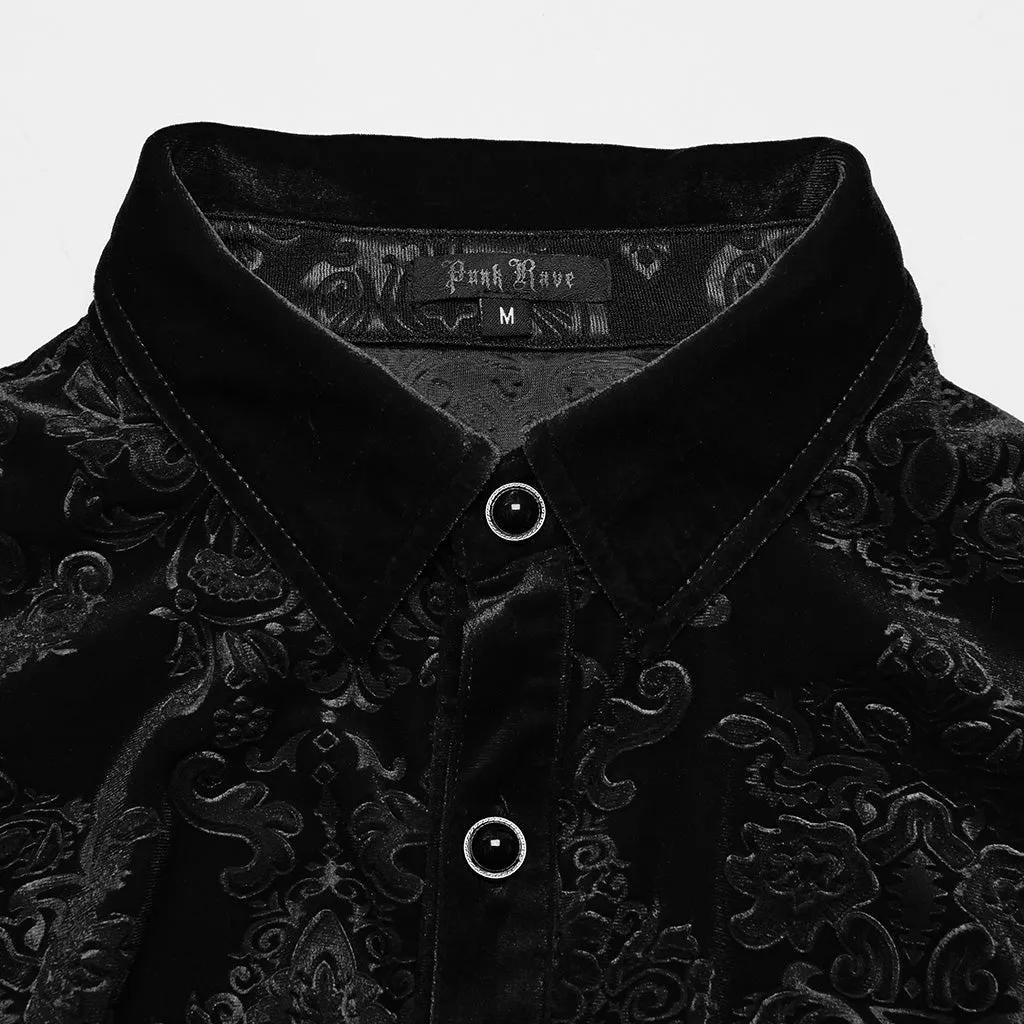 Goth Embossed Velvet Men Shirt WY-1541CCM