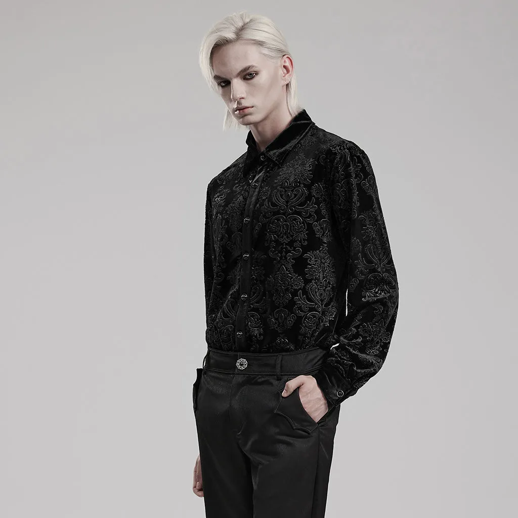Goth Embossed Velvet Men Shirt WY-1541CCM