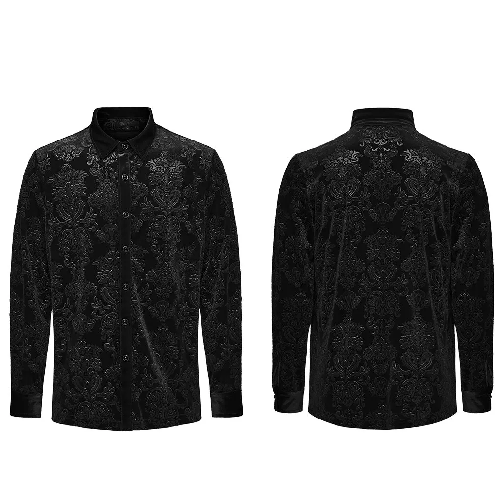 Goth Embossed Velvet Men Shirt WY-1541CCM