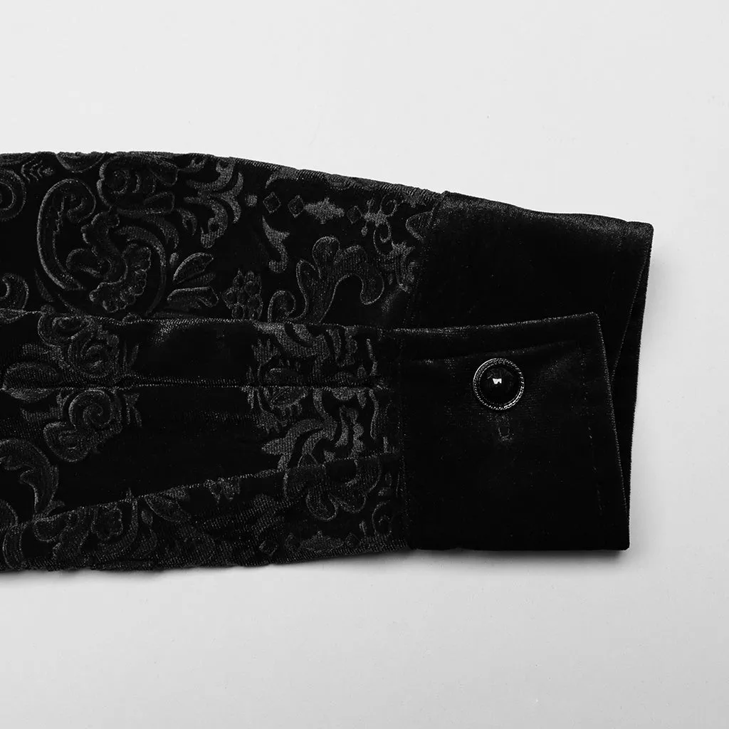 Goth Embossed Velvet Men Shirt WY-1541CCM
