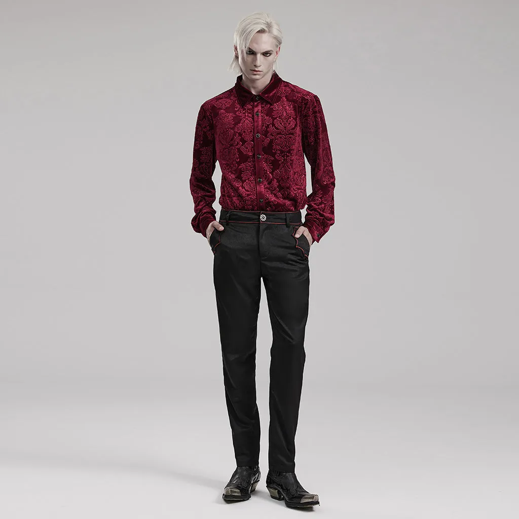 Goth Embossed Velvet Men Shirt WY-1541CCM