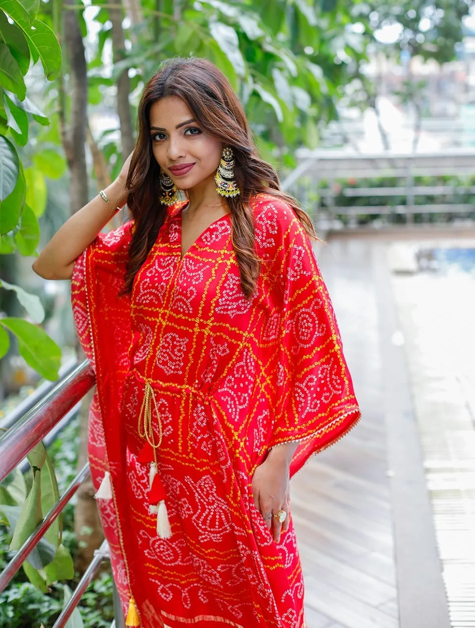 Kaftan Bandhej Digital Print Kurti