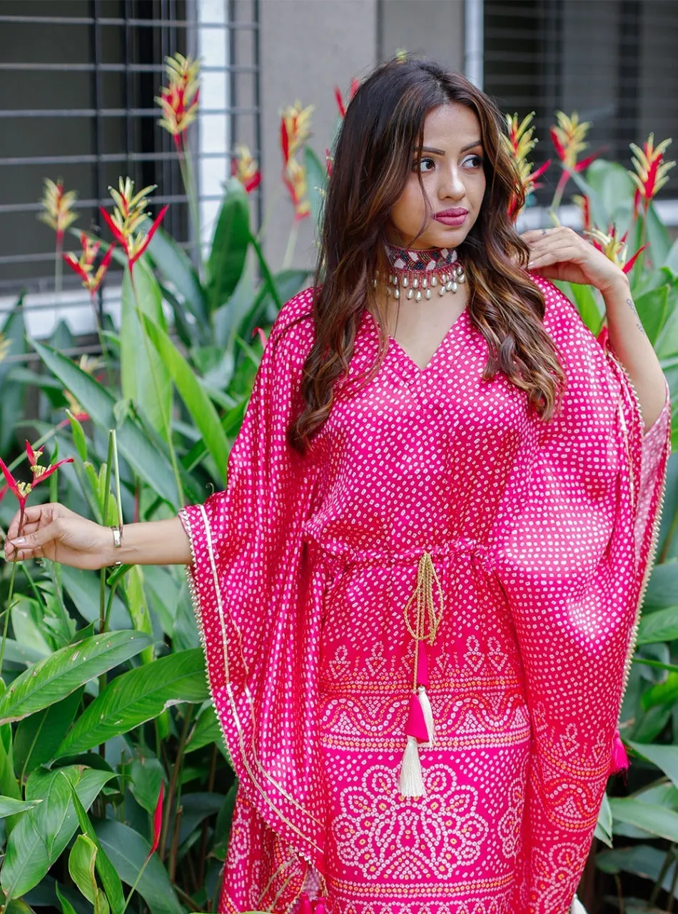 Kaftan Bandhej Digital Print Kurti