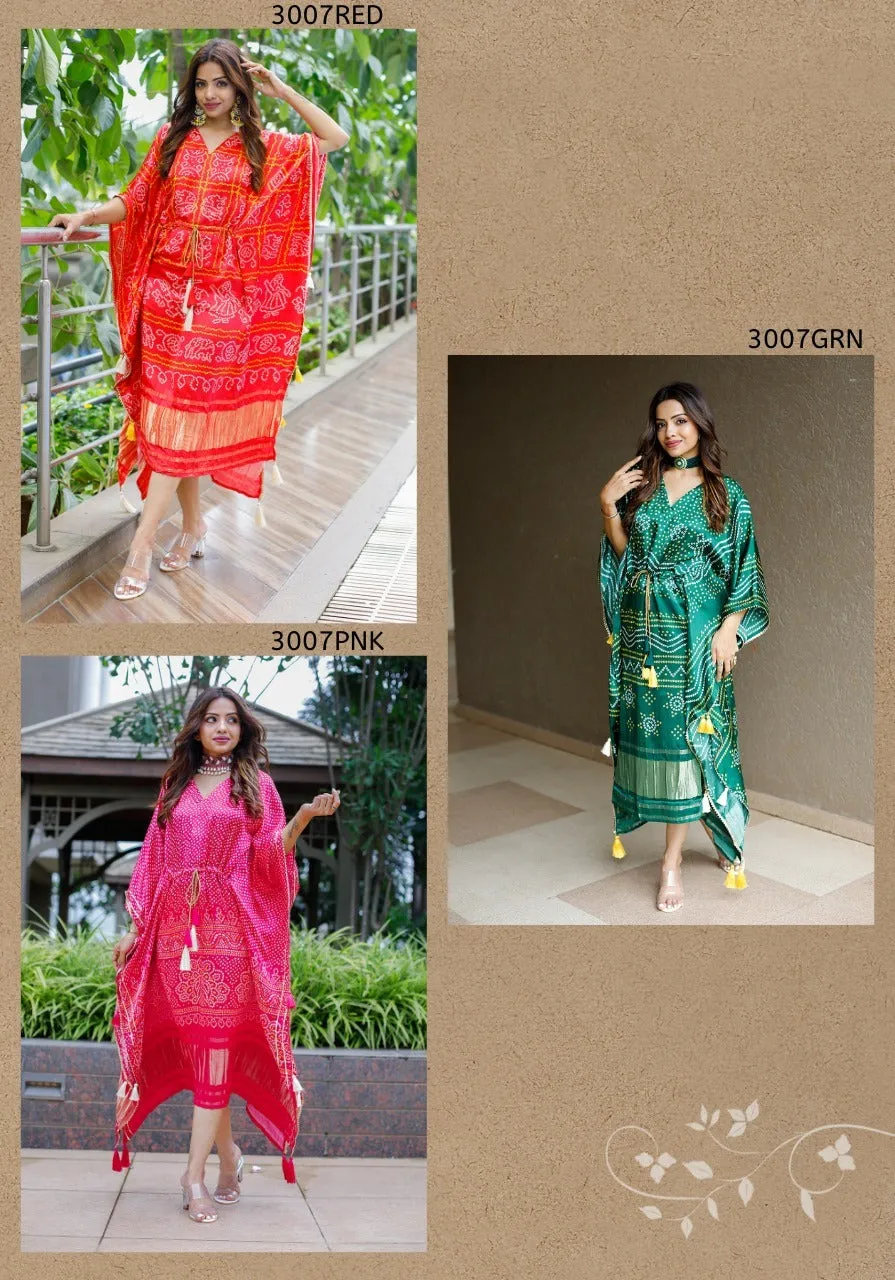 Kaftan Bandhej Digital Print Kurti