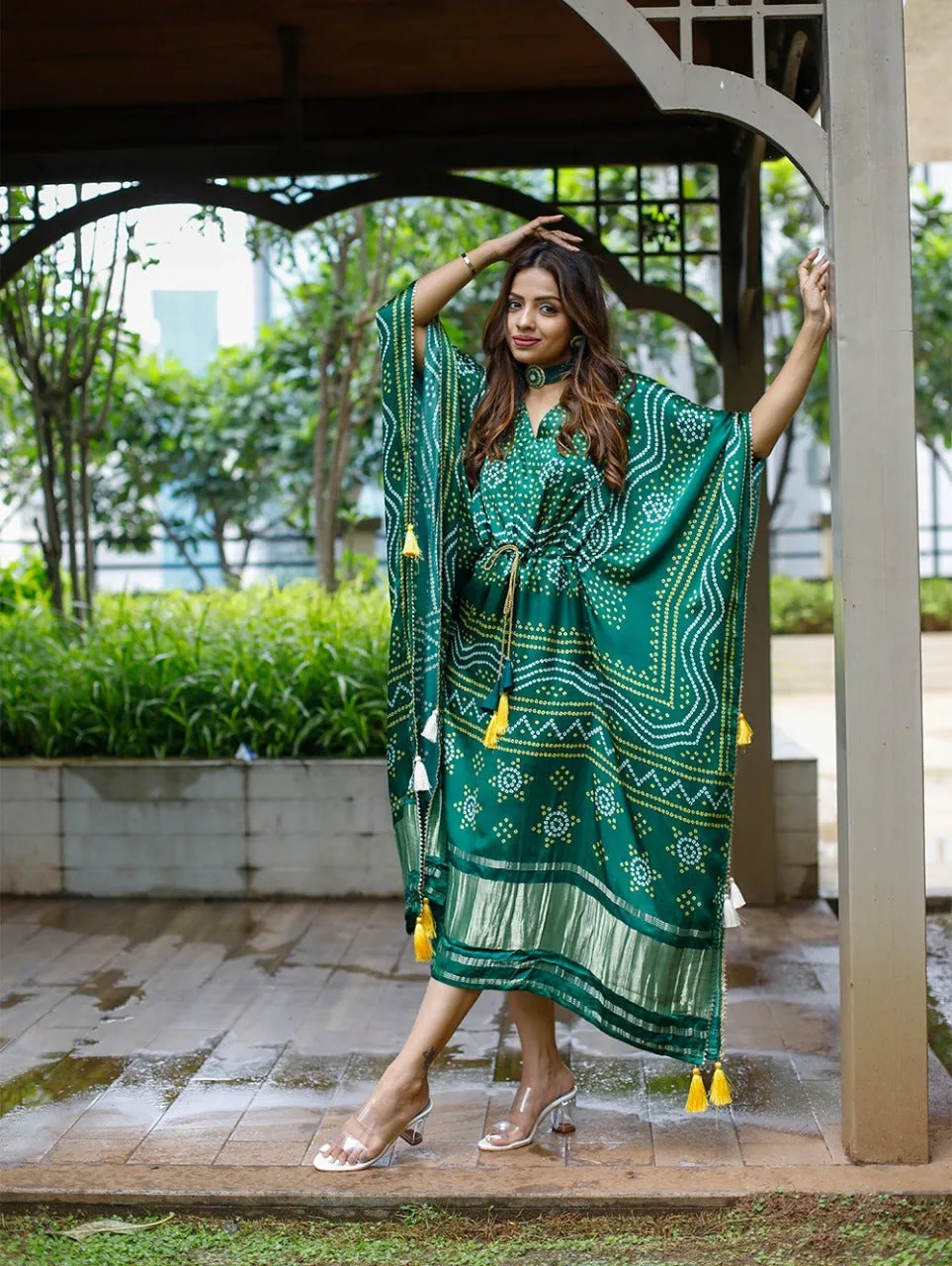 Kaftan Bandhej Digital Print Kurti