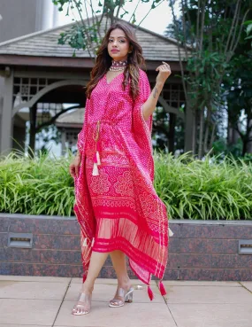 Kaftan Bandhej Digital Print Kurti