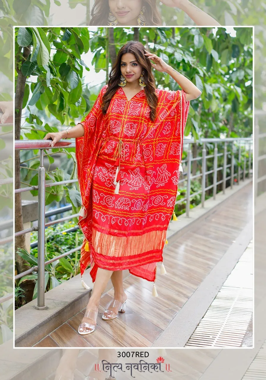 Kaftan Bandhej Digital Print Kurti