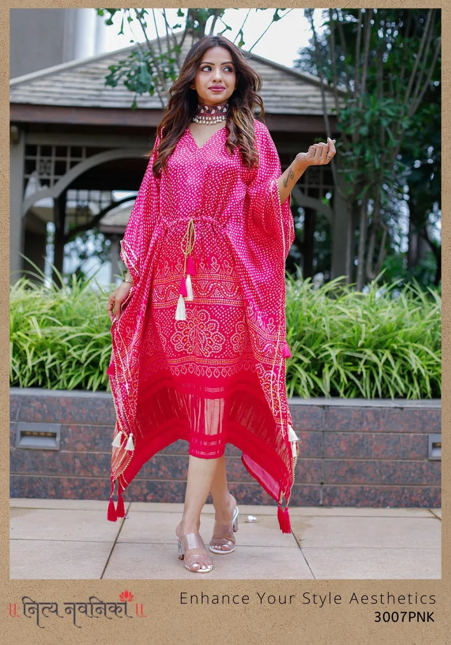 Kaftan Bandhej Digital Print Kurti