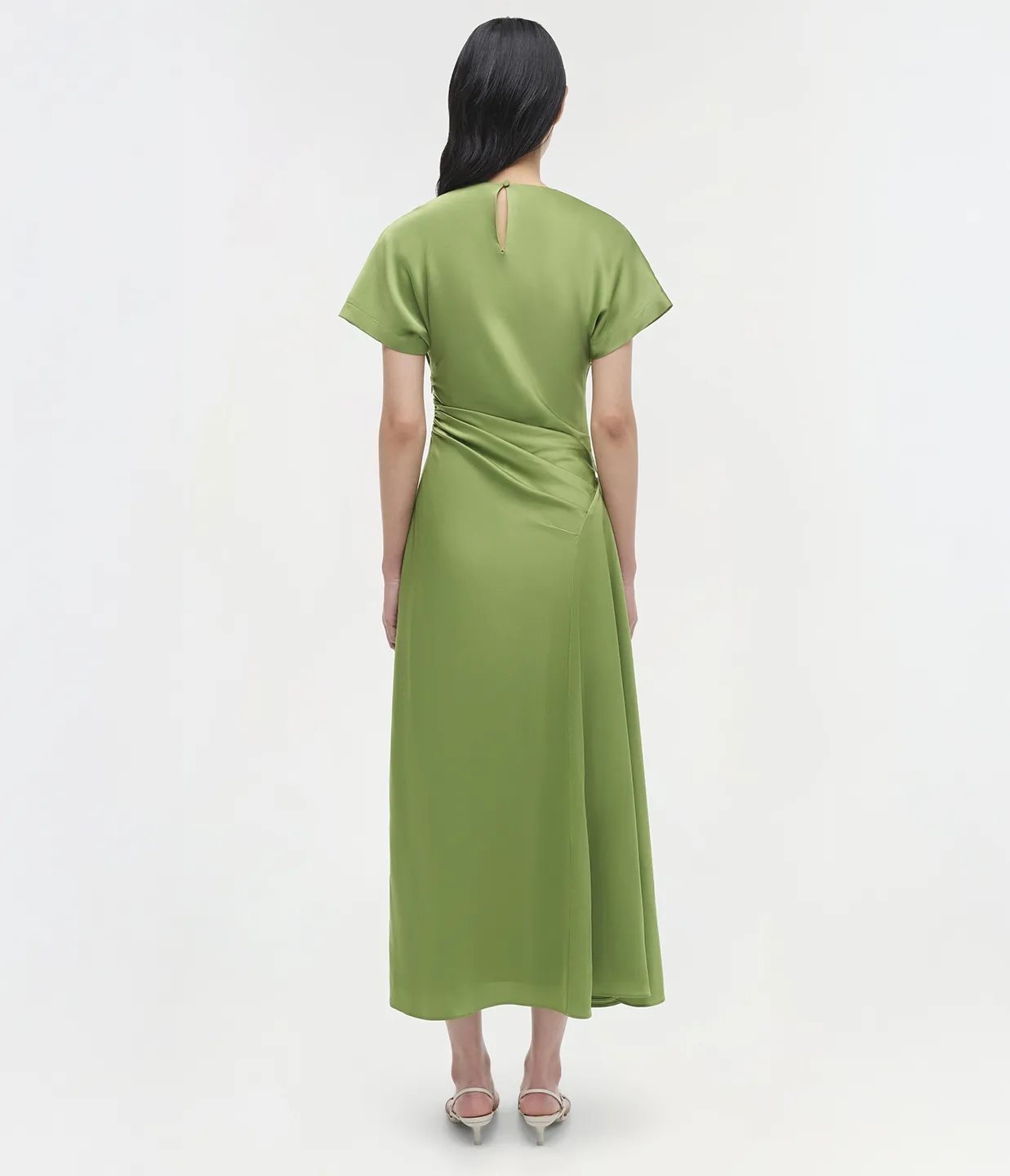 Marabella Draped Midi Dress in Deep Peridot
